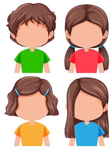 Set of brunette girl different hairstyle 541242 Vector Art at Vecteezy