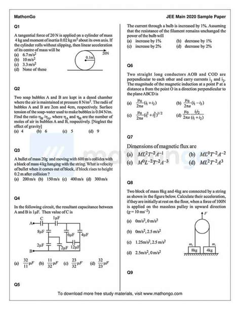 JEE Main Sample Papers