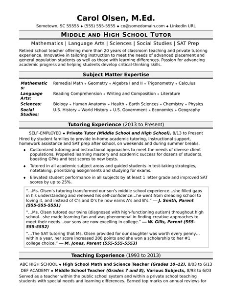 Tutor Resume Template | TUTORE.ORG - Master of Documents