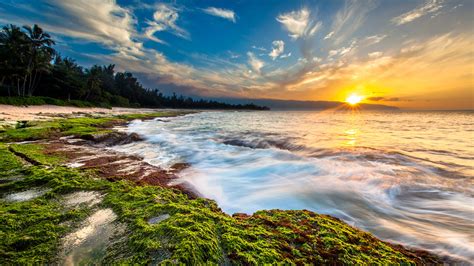 Hawaii Sunset Ocean Beach Waves Cl[3840 × 2160] : r/wallpaper