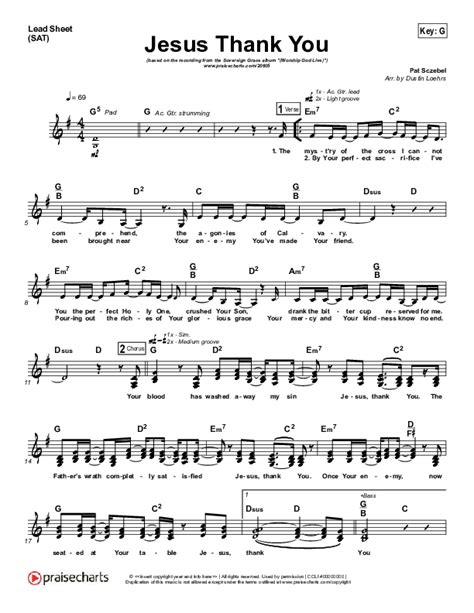 Jesus Thank You Sheet Music PDF (Sovereign Grace) - PraiseCharts