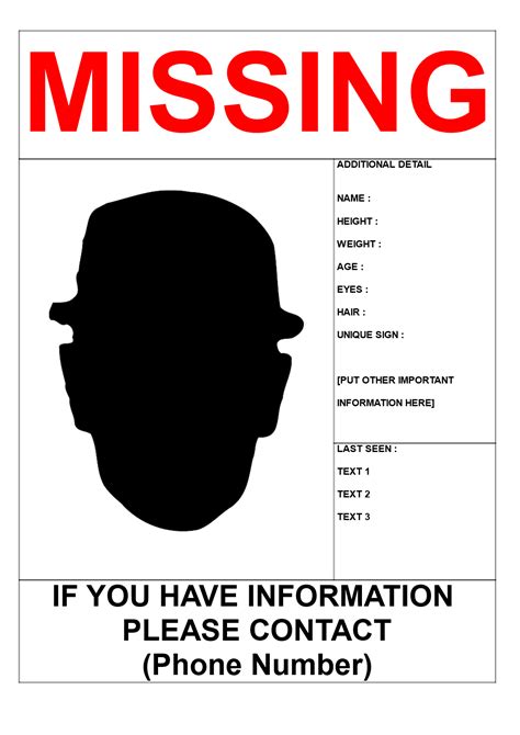 Missing Person Poster Template in A3 Size - Missing Person Poster Template in A3 Size | Person ...