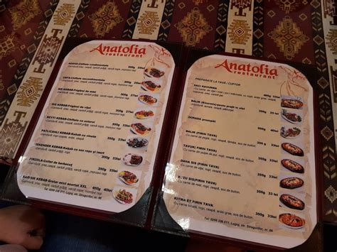 Menu at Anatolia Restaurant Turcesc, Lugoj