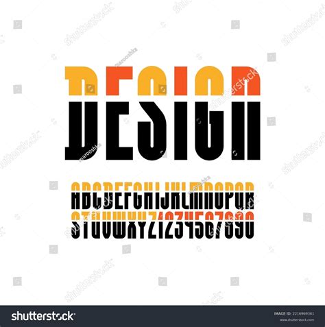 Futuristic Font Stencil Alphabet Colored Condensed Stock Vector ...