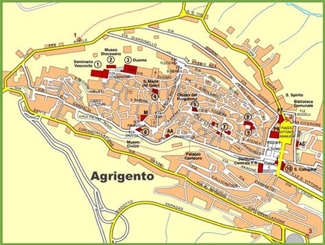 Stadtplan von Agrigent | Detaillierte gedruckte Karten von Agrigent, Italien der ...