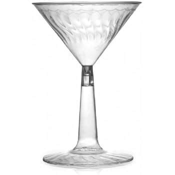 12 Pack of Elegant Heavy-Duty Reusable Plastic Martini Glasses / Premium Plastic Cocktail ...