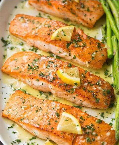 Feast your upon skillet seared salmon with a classic garlic lemon butter sauce. Bon Appetit ...