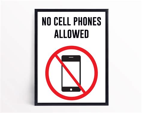 Printable No Cell Phones Allowed Sign, No Cell Phone Sign, No Cell Phone Use Sign, No Cell Phone ...