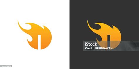 Initial I Letter With Fire Logo Vector Design Stock Illustration ...