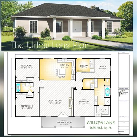 Willow Lane House Plan, 1665 Square Feet - Etsy | Plans petite maison ...