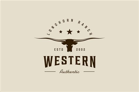 longhorn texas logo vector vintage | Creative Market