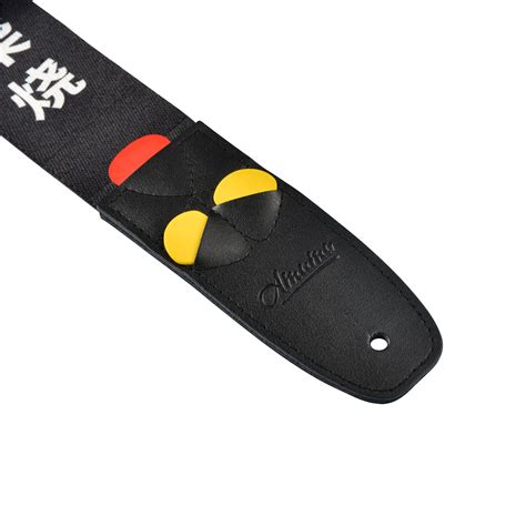 AMUMU Proverb Quotes Print Guitar Strap Black Polyester Cotton -PC10P