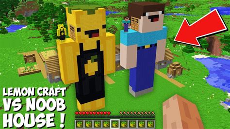 Which BIGGEST HOUSE IS BETTER LEMON CRAFT VS NOOB HOUSE in Minecraft ? HOUSE BATTLE ! - YouTube