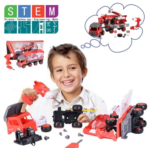 DIY MINI FIRE Truck With Working Drill Take Apart Kids Toys Remote Control Red $26.99 - PicClick