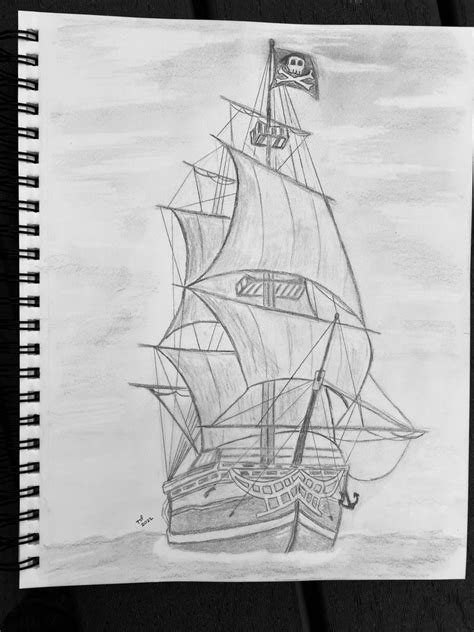 Ship pencil art Cute Doodle Art, Cute Doodles, Pencil Shading, Pencil ...