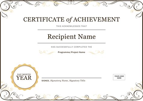 Certificate Of Attainment Template - Sample Professional Templates