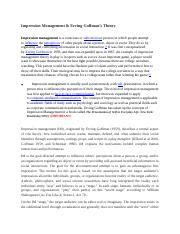 3rd module materials Erving Goffman Impression Management theory.docx - Impression Management ...