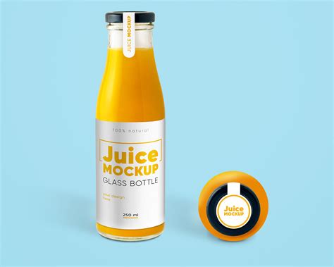 Free Fruit Juice Glass Bottle Mockup PSD Set - Good Mockups