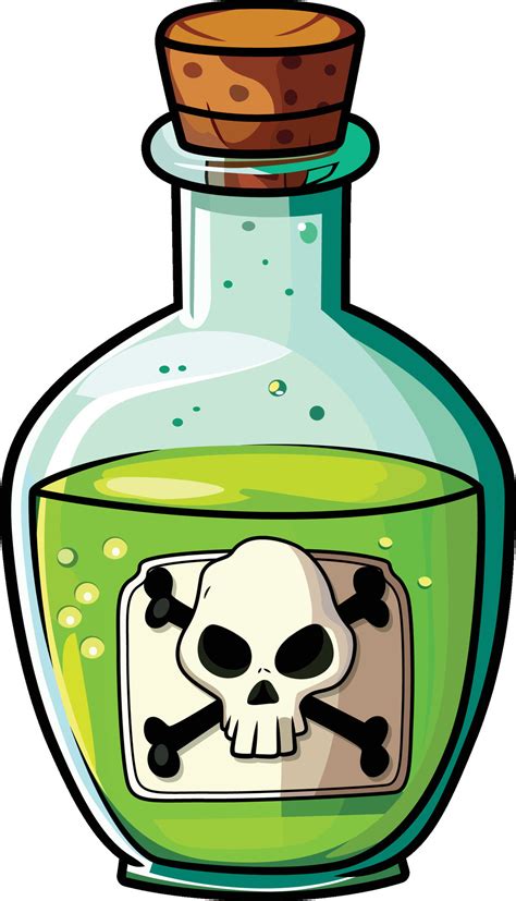 Bottle of poison cartoon vector illustration, Poison bottle with a ...