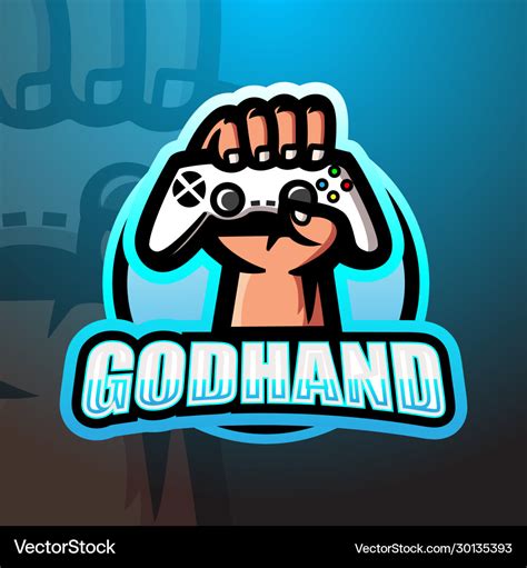 God hand esport game logo design Royalty Free Vector Image