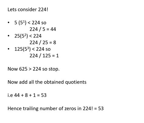 Trailing zeros in factorial of a number