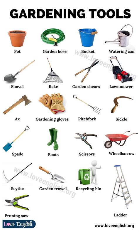 Gardening Tools: 26 Essential Gardening Tools for Gardeners - Love English