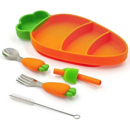 SHTUUYINGG Silicone Suction Plates for Baby Plates Utensils Set Toddler Kids Plates Divided ...