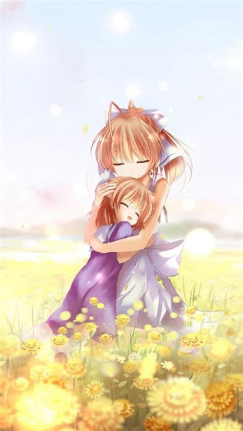 Anime Dreamy Sweet Hug iPhone Wallpapers Free Download