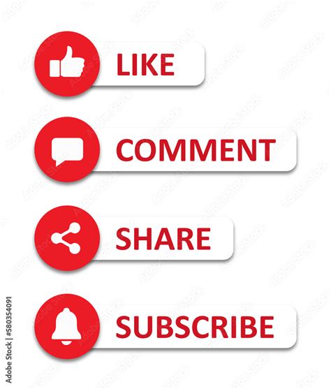 Like comment share subscribe buttons icons, Social media icons set ...