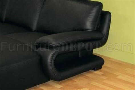 Modern Black Leather Sectional Sofa