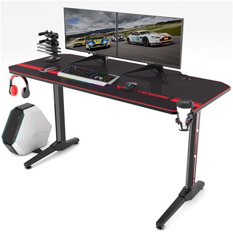 Buy Vitesse 55 inch Gaming Desk, Gaming Computer Desk, PC Gaming Table, T Shaped Racing Style ...
