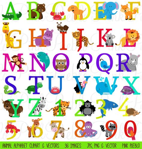 Animal Alphabet Font With Safari Jungle Zoo Animals - Etsy