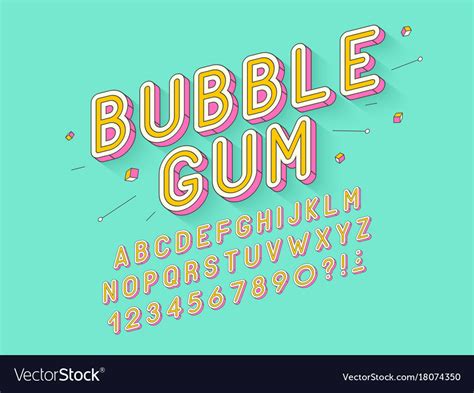 Retro bubble gum bold font design alphabet Vector Image