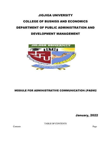 Administrative communication module final - JIGJIGA UNIVERSITY COLLEGE OF BUSNISS AND ECONOMICS ...