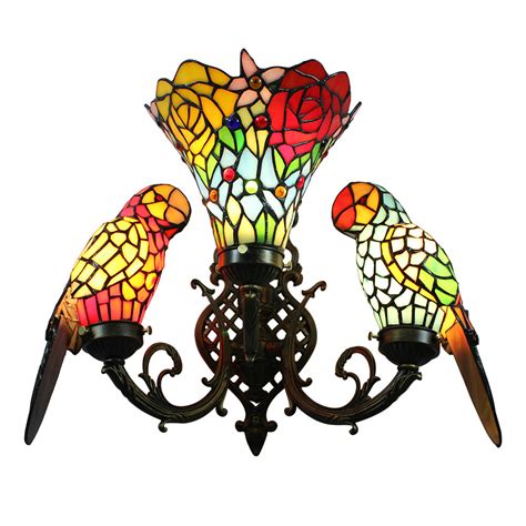 Stained Glass Sconce European Pastoral Retro Style Glass Parrot and ...