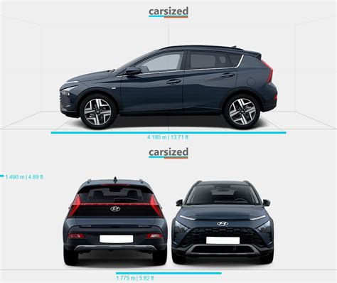 Hyundai Bayon 2021-present Dimensions Side View