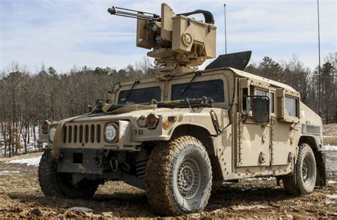 A 82nd Airborne Division Humvee armed with a Common Remotely Operated Weapons Station II ...