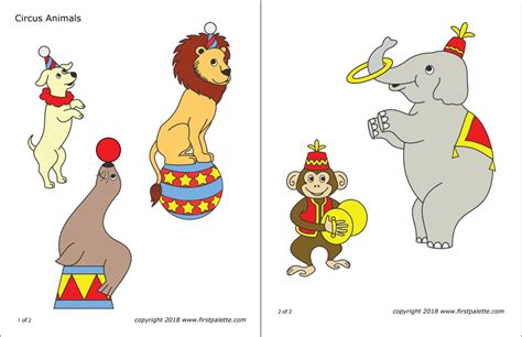 Circus Animals | Free Printable Templates & Coloring Pages | FirstPalette.com