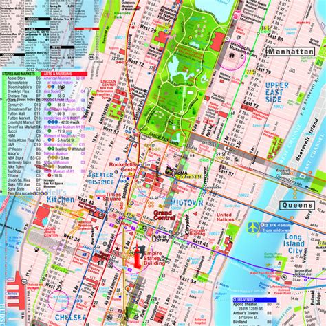 Map Laminated Manhattan Downtown Midtown Maps POCKET new york - theate ...