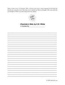 Charlotte's Web: Book Review Printables for 4th - 5th Grade | Lesson Planet