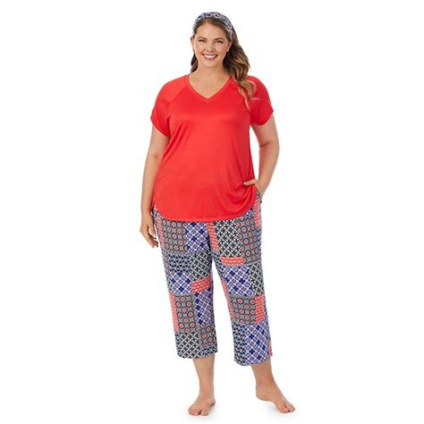 Plus Size Cuddl Duds 3-pc. V-Neck Pajama Top, Pajama Capri Pants & Headband Sleep Set