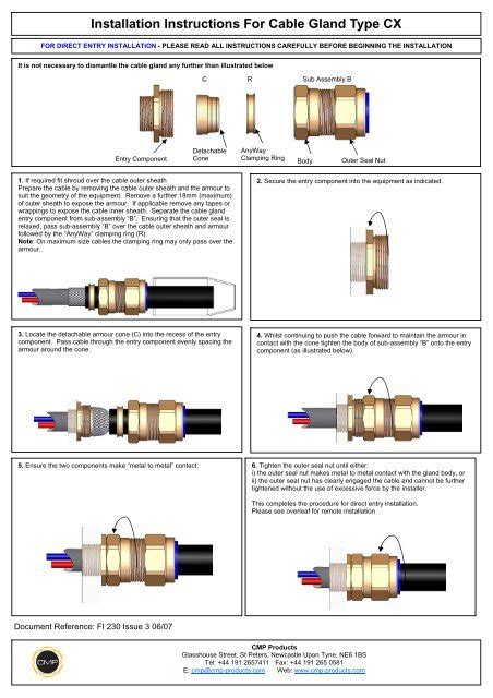 Installation Instructions For Cable Gland Type CX - CMP Products