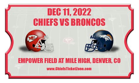 Kansas City Chiefs vs Denver Broncos Football Tickets | 12/11/22