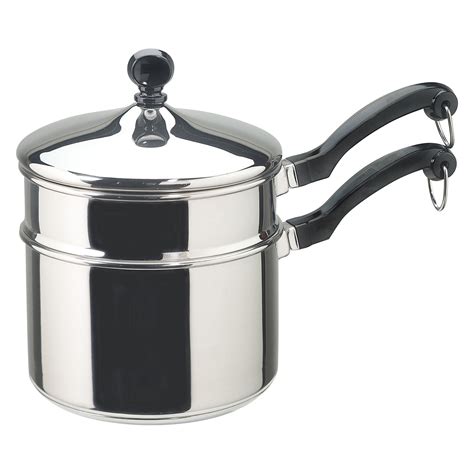 Farberware Classic Series Stainless Steel 2 qt. Saucepan with Lid & Double Boiler Insert - Pots ...