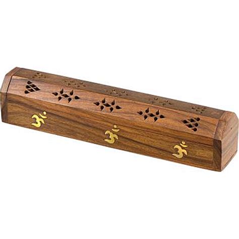 Wooden Incense Burner & Storage Box Large Om - The Zen Shop