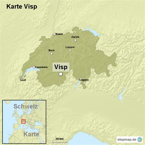 Karte Visp von ortslagekarte-schweiz - Landkarte für die Schweiz