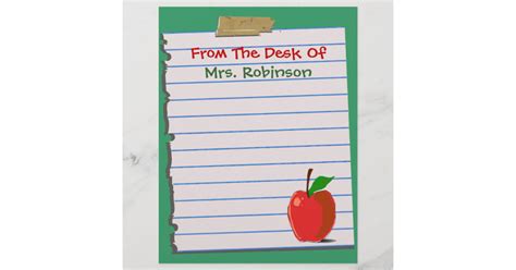 From The Desk Of...Teacher Letterhead Stationery | Zazzle