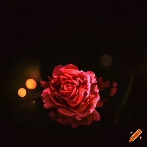Night view of a magical rose garden