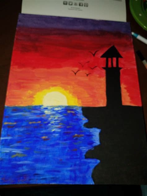 Lighthouse sunset | Painting, Artwork, Art