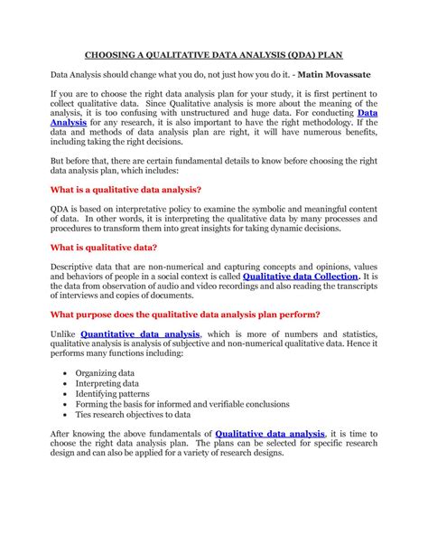 CHOOSING A QUALITATIVE DATA ANALYSIS (QDA) PLAN by Statswork - Issuu